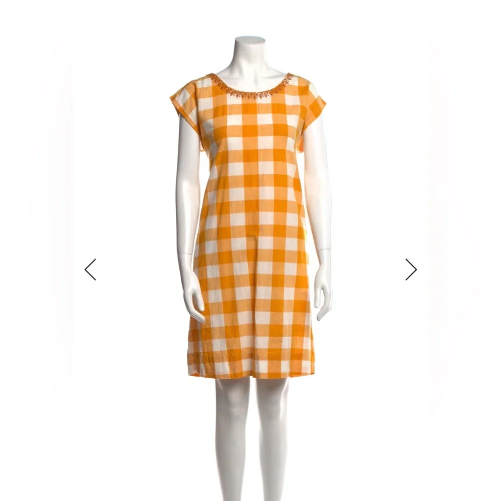 Pink Chicken Orange and White Plaid Mini Dress - Picture 1 of 3